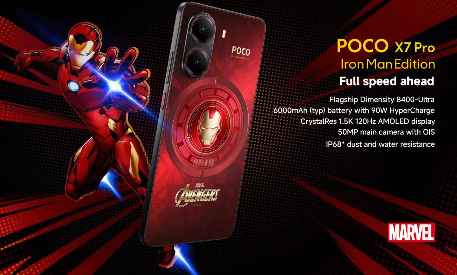 POCO X7 Pro Iron Man Edition 5G Dual SIM, 12 GB RAM, 512 GB Storage Limited Edition Phone (Global Version) - Red POCO X7 Pro Iron Man Edition 5G Dual SIM, 12 GB RAM, 512 GB Storage Limited Edition Phone (Global Version) - Red